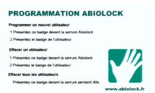 Badge administrateur RFID de proximité pour serrure électronique PSLOCK ABIOLOCK